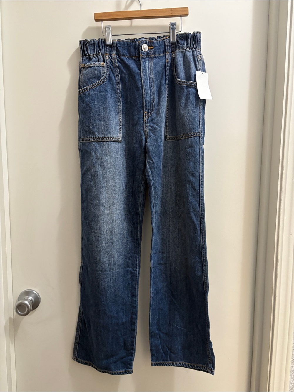Hudson Jeans Elastic-Ruched Straight-Leg Denim - Blue
